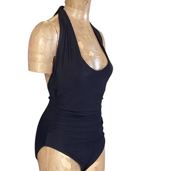 MIRACLESUIT Shaping Halter Neck Underwire Slimming 1-Piece Swimsuit 14 Black 72P - Picture 3 of 8